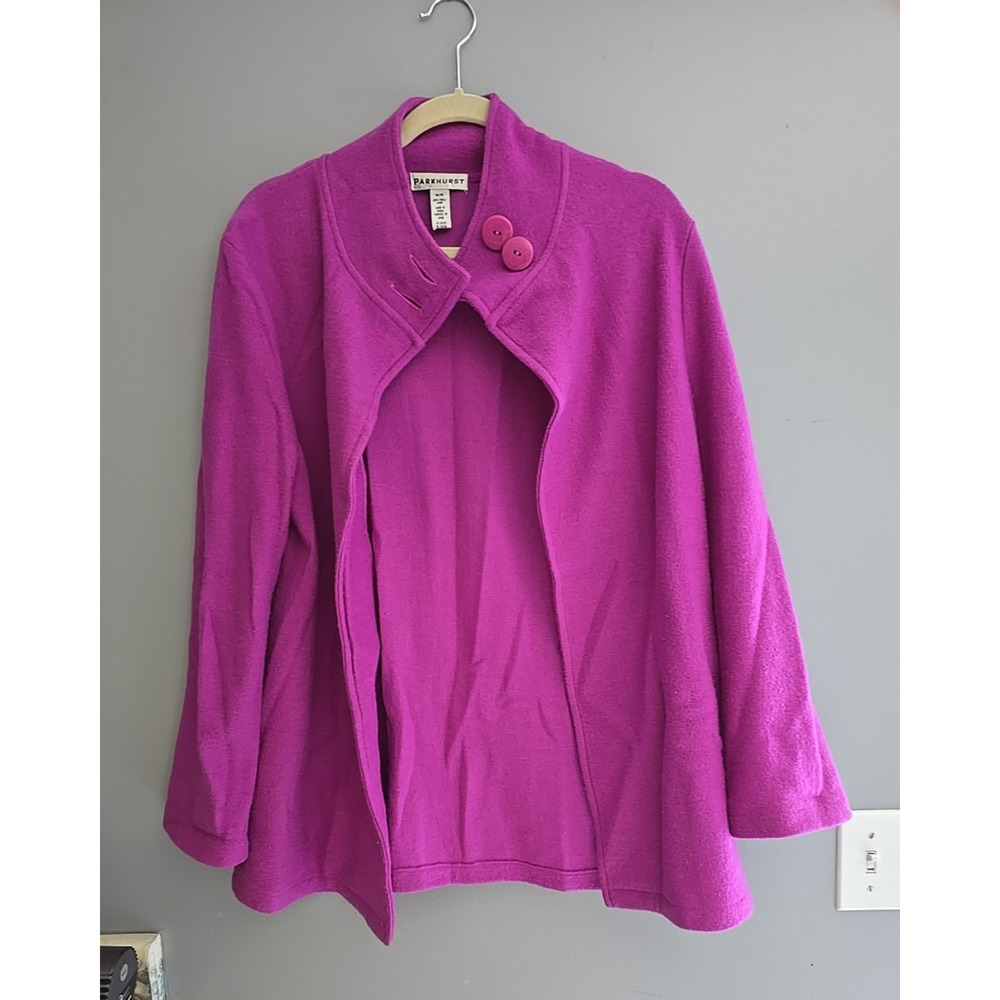 Parkhurst Pink 100% Wool Open Front Long Sleeve Blazer Jacket Womans Size Medium